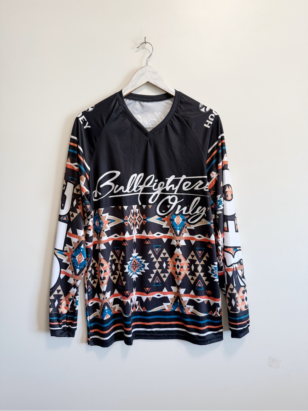 HOOEY Bullfighters Only Aztec Jersey Shirt Rodeo Clown Top L Large Men’s